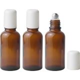 Vionna Oheetu 3 x 30 Ml, Boş Kehribar Renkli Cam Şişe, Paslanmaz Çelik Rulo Küreli, Uçucu Yağlar Için Doldurulabilir Deneme Kabı, Parfüm, Dudak Balsamı - 1