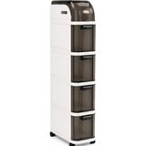 Vionna Pro Slim Tekerlekli Organizer Dolap, 4 Çekmeceli Dar Alan Depolama Ünitesi, Banyo, Mutfak ve Çamaşır Odası Için Çok Amaçlı Aralık Dolabı, 95X20X38,5 cm - 010-Beyaz