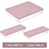 Vionna Promosyonca Buzdolabı Organizeri, Buzdolabı Için Çok Amaçlı Saklama Kabı, Fresh Box, Şeffaf ve Ayarlanabilir, Gıdaları Taze Tutma Özelliği, Mutfak Düzenleyici (4800 ml Pembe) - 0,33 - 00-Siyah - Beyaz