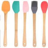 Vionna Promosyonca Silikon Spatula ve Fırça Seti, 5 Parça, Karışık Renkli, Bambu Saplı - 0 - 19 L