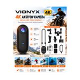 VİONYX Mini Wifi Aksiyon Kamerası 4K Giyilebilir Aksiyon Kamera -Su Geçirmez Tasarım -Ses Ve Görüntü