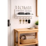VioraTrid Home Sweet Home Anahtarlık Rafı Duvara Monte Beyaz Plastik Malzeme ile Şık Görünüm Sunar