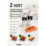 VI'ORIO 20cm + 25cm 5 Metre Rulo Tırtıklı Vakum Makinesi Poşeti Vakum Poşeti