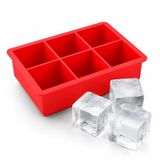 Vios Store 6'lı Jumbo Kare Silikon Buz Kalıbı - 2 Adet | Esnek Yapışmaz Soğuk Kahve ve Kokteyl Buzluk | BPA İçermez Büyük Boy Kare Buz Yapıcı (Kırmızı)