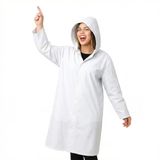 Vios Store Unisex Su Geçirmez Kapüşonlu Yağmurluk, Hafif ve Katlanabilir Yağmur Pançosu, Rüzgar Geçirmez Seyahat & Kamp Ceketi (Beyaz)