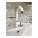 Viosa Beyaz Kısa Lavabo Bataryası Delta Banyo Sıcak Soğuk Su Girişli Musluk