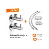 Viosa Çubuk Kollu Klozet Flex Bağlantı Takımı 2 Adet 50 Cm Flex Hortum 2 Adet Klozet Taharet Musluğu Ayna Dahil Krom