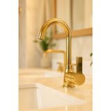 Viosa Gold Delta 5 Yıl Garantili Musluk Lavabo Bataryası Altın Renk Modern Tasarım