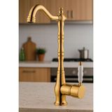 Viosa Ruby Gold Series Rustik Eskitme Antik Model Mutfak Eviye Bataryası Musluk 5 Yıl Garantili - Altın