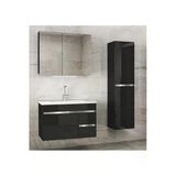 Viosen-Ea Siyah-Gri (80 35) 115 Cm Çekmeceli Lavabolu Mdf Banyo Dolabı Seti --Hazır Kurulu--