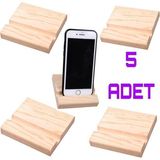 VİP 5 Adet Çam Ağacı Ahşap Telefon Tutucu, Tablet Tutucu Dock Stand - Siyah