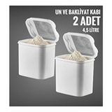 Vip Ahmet 2 Li Un ve Bakliyat Kabı 4,5 Litre Beyaz (Masal Saklama Kabı Beyaz) - Gri