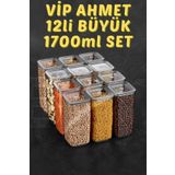 Vip Ahmet Sude Seri 12 Li 1700 ml Vakumlu Saklama Kabı Seti
