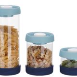 Vip Ahmet Yuvarlak Vakumlu Cam Saklama Kabi, 3'Lü Set Mavi (450 Ml+840 Ml+1500 Ml)