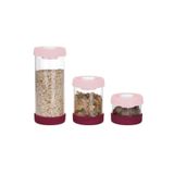 Vip Ahmet Yuvarlak Vakumlu Cam Saklama Kabı Seti, 3'Lü Set (450 Ml+840 Ml+1500 Ml), Pembe