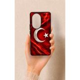 Vip Case Honor 200 Pro 5G ile Uyumlu Türk Bayrağı Desenli Silikon Kılıf, Siyah