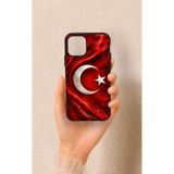 Vip Case iPhone 11 Pro ile Uyumlu Türk Bayrağı Desenli Silikon Kılıf, Siyah