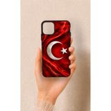Vip Case iPhone 11 Pro Max Uyumlu Türk Bayrağı Desenli Silikon Kılıf, Siyah