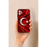 Vip Case iPhone 11 Uyumlu Türk Bayrağı Desenli Silikon Kılıf, Siyah