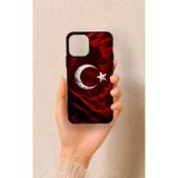 Vip Case iPhone 12-12PRO Uyumlu Kurt Türk Bayrağı Desenli Silikon Kılıf, Siyah