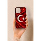 Vip Case iPhone 12-12PRO Uyumlu Türk Bayrağı Desenli Silikon Kılıf, Siyah
