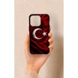 Vip Case iPhone 13 Pro Uyumlu Kurt Türk Bayrağı Desenli Silikon Kılıf, Siyah