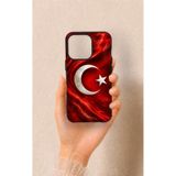 Vip Case iPhone 13 Pro Uyumlu Türk Bayrağı Desenli Silikon Kılıf, Siyah
