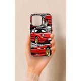 Vip Case iPhone 15 Pro Max Uyumlu Kırmızı Supra Desenli Silikon Kılıf, Siyah