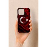 Vip Case iPhone 15 Pro Max Uyumlu Kurt Türk Bayrağı Desenli Silikon Kılıf, Siyah