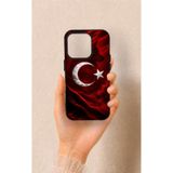 Vip Case iPhone 15 Pro Uyumlu Kurt Türk Bayrağı Desenli Silikon Kılıf, Siyah