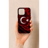 Vip Case iPhone 16 Pro Max Uyumlu Kurt Türk Bayrağı Desenli Silikon Kılıf, Siyah