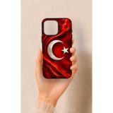 Vip Case iPhone 16 Pro Max Uyumlu Türk Bayrağı Desenli Silikon Kılıf, Siyah