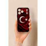Vip Case iPhone 17 Pro Max Uyumlu Kurt Türk Bayrağı Desenli Silikon Kılıf, Siyah