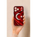 Vip Case iPhone 17 Pro Max Uyumlu Türk Bayrağı Desenli Silikon Kılıf, Siyah