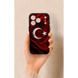 Vip Case iPhone 17 Pro Uyumlu Kurt Türk Bayrağı Desenli Silikon Kılıf, Siyah