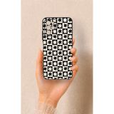 Vip Case Omix X700 Uyumlu Çiçek Motifli Dama Desenli Silikon Kılıf, Siyah