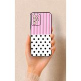 Vip Case Omix X700 Uyumlu Pembe Çizgili Puantiye Desenli Silikon Kılıf