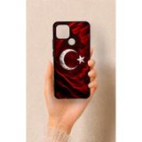 Vip Case Oppo A15 Uyumlu Kurt Türk Bayrağı Desenli Silikon Kılıf, Siyah