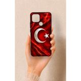 Vip Case Oppo A15 Uyumlu Türk Bayrağı Desenli Silikon Kılıf, Siyah