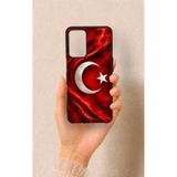 Vip Case Oppo A16 Uyumlu Türk Bayrağı Desenli Silikon Kılıf, Siyah