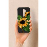 Vip Case Oppo A5 2020 ile Uyumlu Ayçiçeği Desenli Silikon Kılıf, Siyah