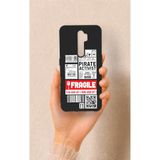 Vip Case Oppo A5 2020 ile Uyumlu Fragile Desenli Silikon Kılıf, Siyah
