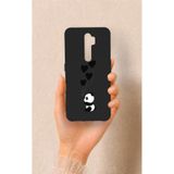 Vip Case Oppo A5 2020 ile Uyumlu Kalpli Panda Desenli Silikon Kılıf, Siyah