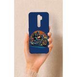 Vip Case Oppo A5 2020 ile Uyumlu Moto Rider Desenli Silikon Kılıf, Lacivert