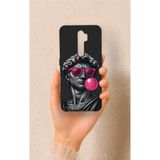 Vip Case Oppo A5 2020 ile Uyumlu Pop David Desenli Silikon Kılıf, Siyah