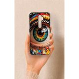 Vip Case Oppo A5 2020 ile Uyumlu Renkli Göz Bebeği Desenli Silikon Kılıf, Siyah