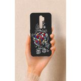 Vip Case Oppo A5 2020 ile Uyumlu Rubik Küb Desenli Silikon Kılıf, Siyah
