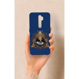 Vip Case Oppo A5 2020 Uyumlu Pyramid Eye Desenli Silikon Kılıf, Lacivert