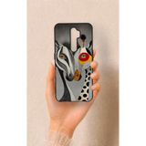Vip Case Oppo A5 2020 Uyumlu Zebra ve Zürafa Desenli Silikon Kılıf, Siyah