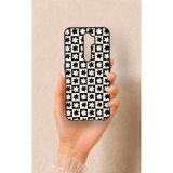 Vip Case Oppo A9 2020 ile Uyumlu Çiçek Motifli Dama Desenli Silikon Kılıf, Siyah